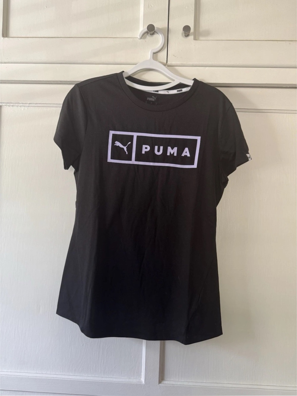 Puma Black Short Sleeve Logo Tee with White Accent
